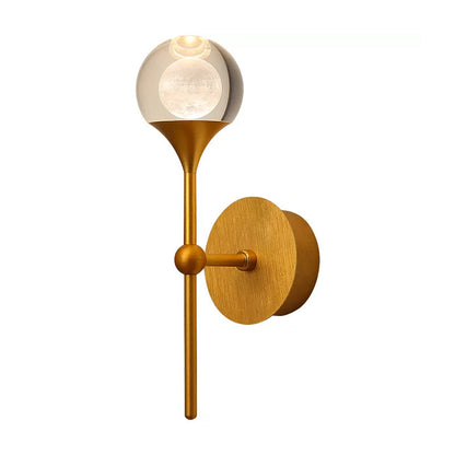 Vivolux | LED Kristall Wandlampe Traditionell Gold Kugel Schlafzimmer Wandmontierte Leuchte