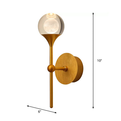 Vivolux | LED Kristall Wandlampe Traditionell Gold Kugel Schlafzimmer Wandmontierte Leuchte