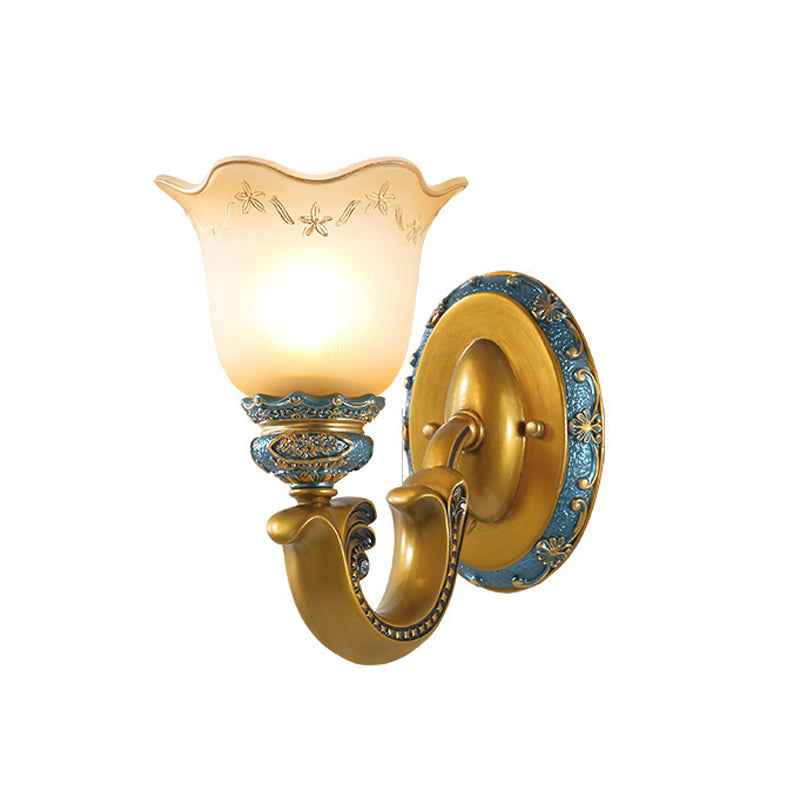 Vivolux | Goud 1/2-Licht Wandlamp Antiek Opale Glas Geweven Bell Wandlamp Lichtarmatuur