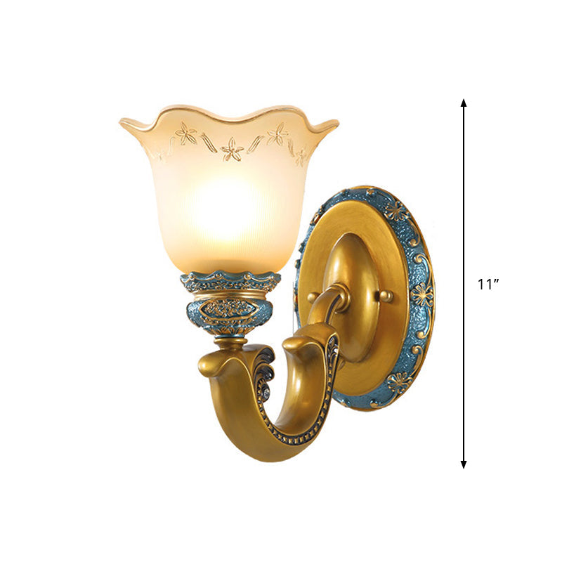 Vivolux | Goud 1/2-Licht Wandlamp Antiek Opale Glas Geweven Bell Wandlamp Lichtarmatuur