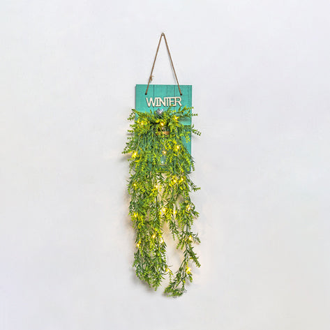 Vivolux | Klarer Glas Jar Wandleuchte Moderne Pflanzen Dekor Lichterkette mit grünem Holzrückenplatte