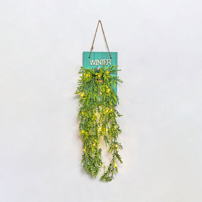 Vivolux | Klarer Glas Jar Wandleuchte Moderne Pflanzen Dekor Lichterkette mit grünem Holzrückenplatte