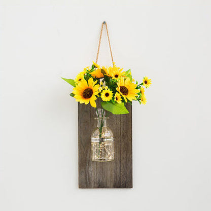 Vivolux | Daisy/Rose Accent Hangende Wandlamp Moderne Heldere Glazen Pot String Licht met Houten Achterplaat