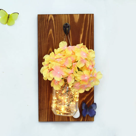 Vivolux | Blau/Rot/Weiß Blume Wandlampe Moderne Glas Jar Schirm Lichterkette für Café Restaurant