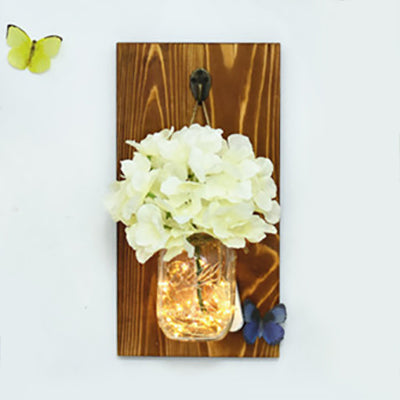 Vivolux | Blau/Rot/Weiß Blume Wandlampe Moderne Glas Jar Schirm Lichterkette für Café Restaurant