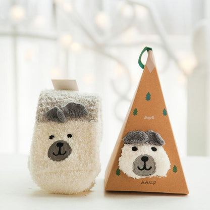 Vivolux | 4 Paar Weihnachts-Themen Korall-Fleece weiche warme Socken