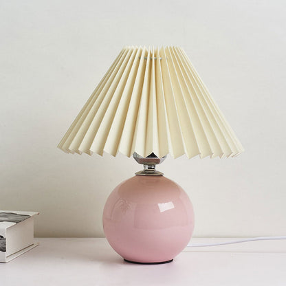 Vivolux | Nordische minimalistische 1-flammige Tischlampe aus Keramik mit Plissee
