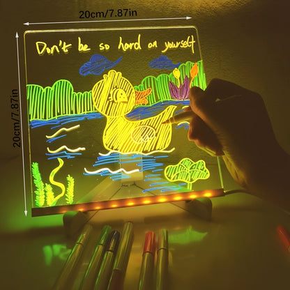 Vivolux | USB LED Notizboard mit 12 Farbstiften - Leuchtende Nachrichtenboard für Büro & Zuhause