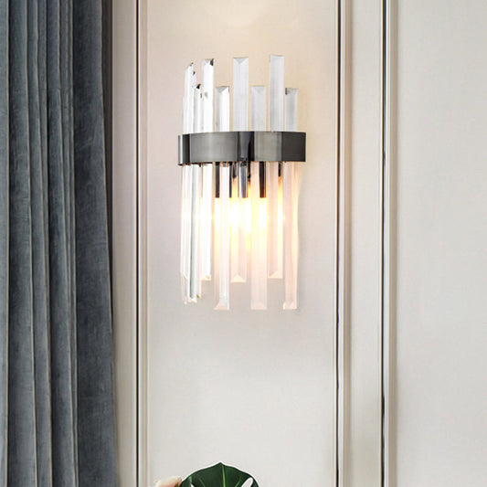 Vivolux | 1 Kopf Wand Sconce Beleuchtung mit Eiszapfen Kristall zeitgenössische Esszimmer Wandlampe in Schwarz