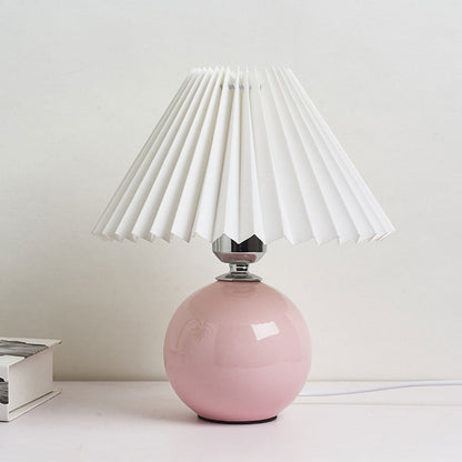 Vivolux | Nordische minimalistische 1-flammige Tischlampe aus Keramik mit Plissee