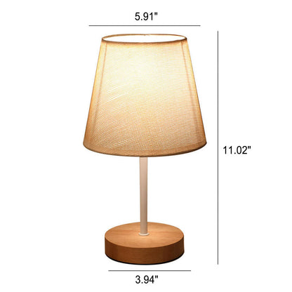 Vivolux | Nordic Vintage Stoff Cone Massivholz LED Tischlampe