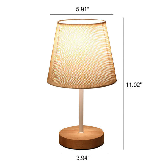 Vivolux | Nordic Vintage Stoff Cone Massivholz LED Tischlampe