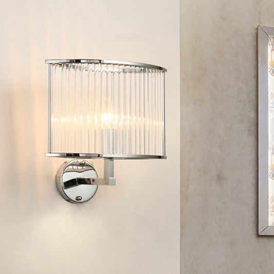 Vivolux | 1 Glühbirne Oblong Wandlampe Modern Silber Finish Klare Kristallröhre Schirm Wandleuchte Beleuchtung