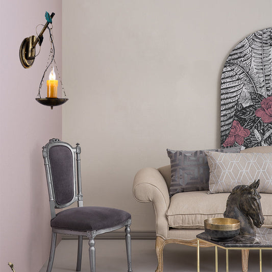Vivolux | Rustic Loft Kaars Wandlamp Metaal 1 Licht Keuken Wandverlichting in Verouderd Messing
