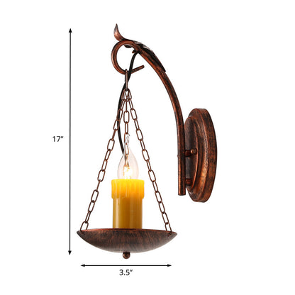 Vivolux | Kerze Riemen Wandleuchte Rustikaler Lodge Metallische 1 Licht Wandleuchte Beleuchtung für Foyer