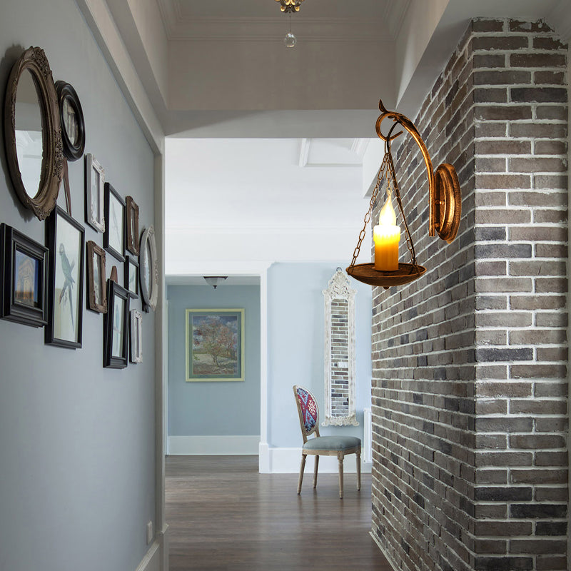 Vivolux | Kerze Riemen Wandleuchte Rustikaler Lodge Metallische 1 Licht Wandleuchte Beleuchtung für Foyer