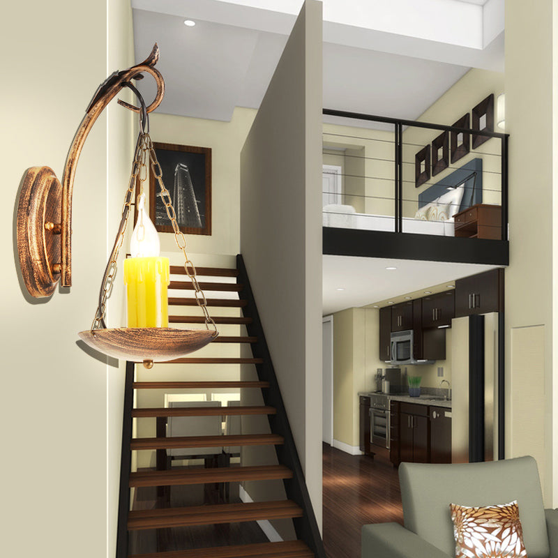 Vivolux | Kerze Riemen Wandleuchte Rustikaler Lodge Metallische 1 Licht Wandleuchte Beleuchtung für Foyer