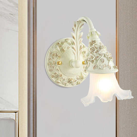 Vivolux | Rüsch Bad Waschtisch Wandlampe Antikes Mattschlanglas 1/2/3-Birne Weiße Wandmontage Lichtarmatur