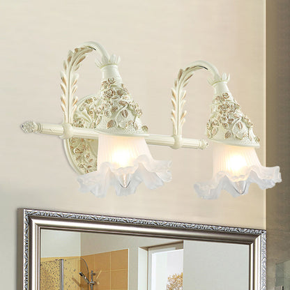 Vivolux | Rüsch Bad Waschtisch Wandlampe Antikes Mattschlanglas 1/2/3-Birne Weiße Wandmontage Lichtarmatur