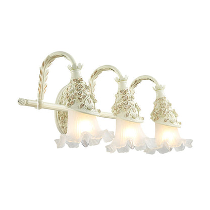 Vivolux | Rüsch Bad Waschtisch Wandlampe Antikes Mattschlanglas 1/2/3-Birne Weiße Wandmontage Lichtarmatur