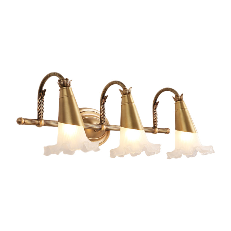 Vivolux | Gouden Kegel Vanity Verlichting Traditionele Witte Glas 1/2/3-Kops Badkamer Wandlamp met Sla Trim