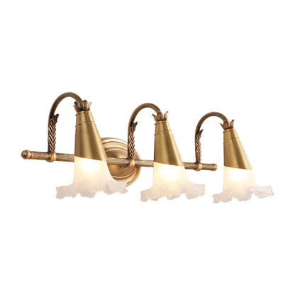 Vivolux | Gouden Kegel Vanity Verlichting Traditionele Witte Glas 1/2/3-Kops Badkamer Wandlamp met Sla Trim