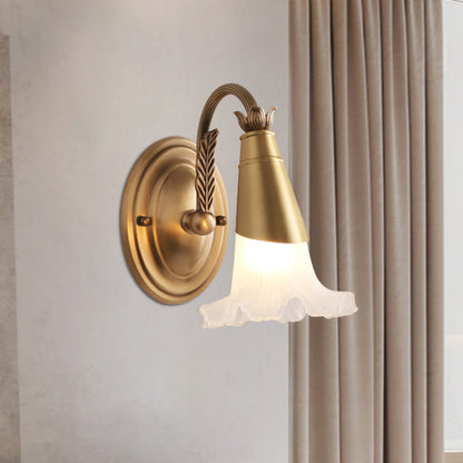 Vivolux | Gouden Kegel Vanity Verlichting Traditionele Witte Glas 1/2/3-Kops Badkamer Wandlamp met Sla Trim