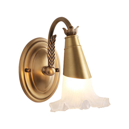 Vivolux | Gouden Kegel Vanity Verlichting Traditionele Witte Glas 1/2/3-Kops Badkamer Wandlamp met Sla Trim