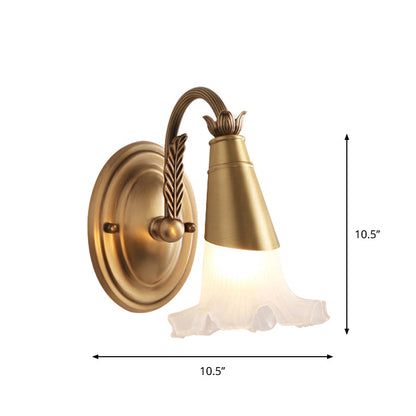 Vivolux | Gouden Kegel Vanity Verlichting Traditionele Witte Glas 1/2/3-Kops Badkamer Wandlamp met Sla Trim