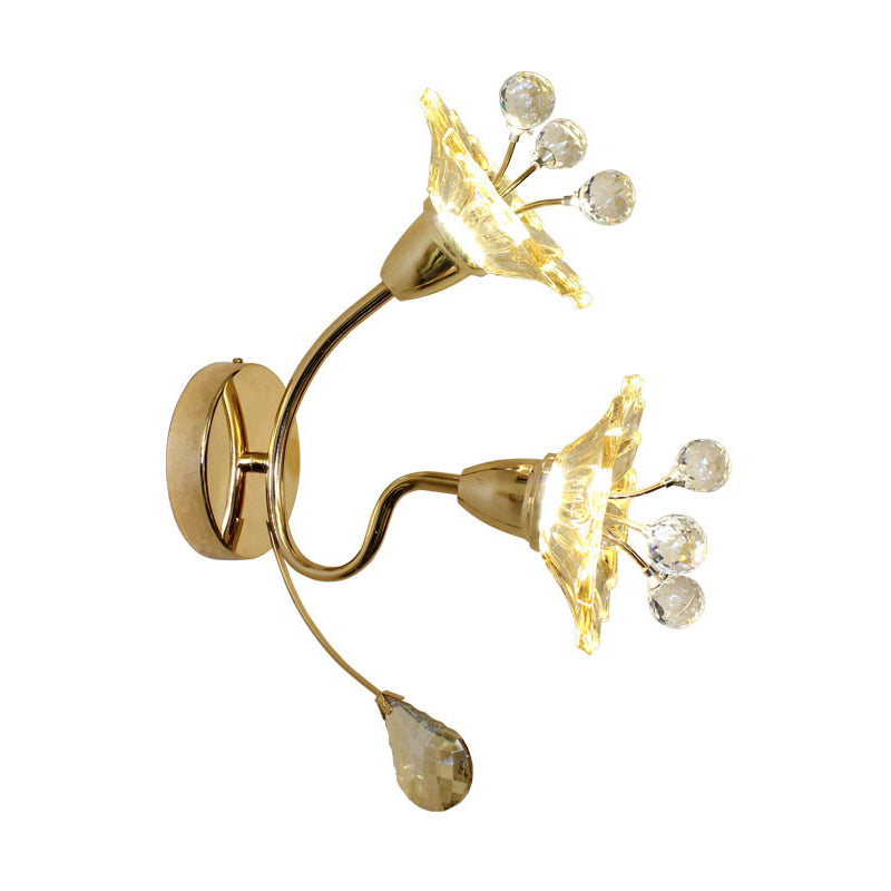 Vivolux | Klar Kristallglas Gold Wandleuchte Daisy Shade 2 Glühbirnen Traditionelle Wandleuchte für Nachttisch