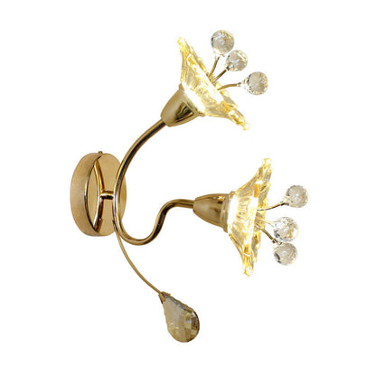 Vivolux | Klar Kristallglas Gold Wandleuchte Daisy Shade 2 Glühbirnen Traditionelle Wandleuchte für Nachttisch
