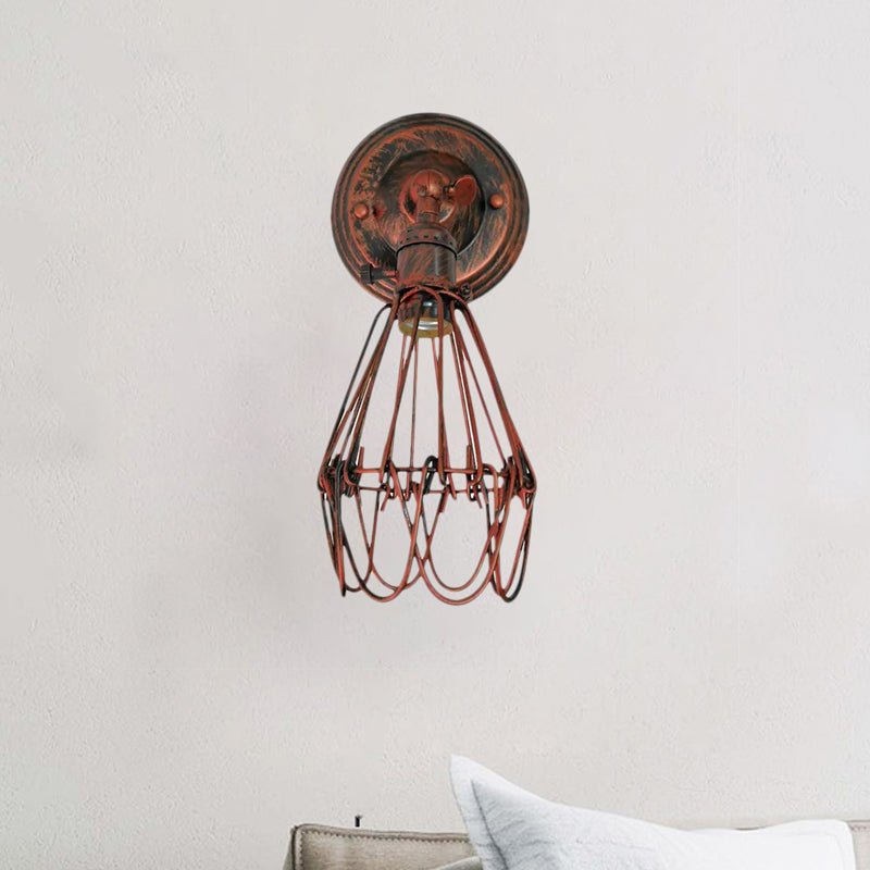 Vivolux | Gegoten ijzeren draadbescherming wandverlichting boerderij stijl 1 bol restaurant draaibare scone lamp in zwart/bronze