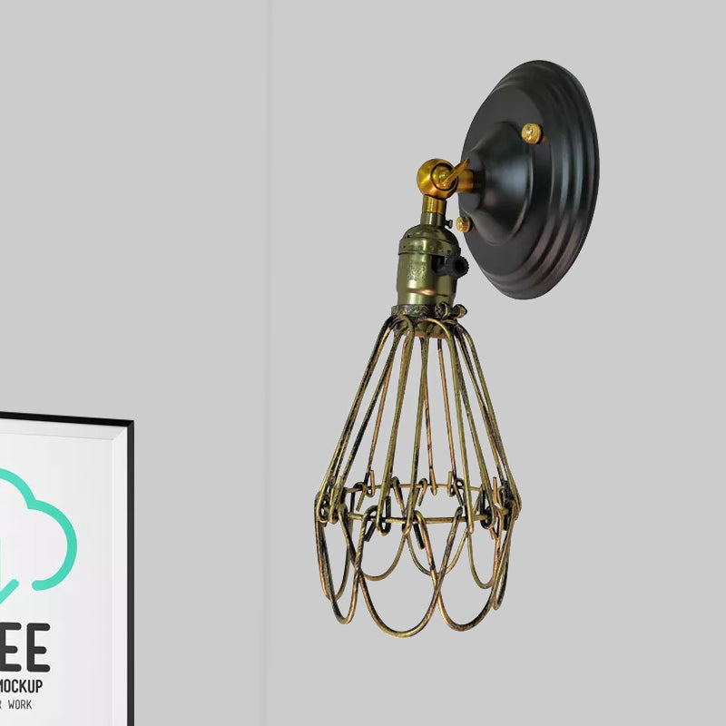 Vivolux | Gegoten ijzeren draadbescherming wandverlichting boerderij stijl 1 bol restaurant draaibare scone lamp in zwart/bronze