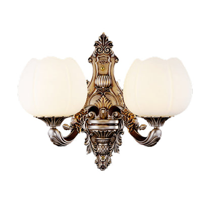 Vivolux | Frosted Glass Bloom Wandverlichting Vintage 1/2-hoofd Woonkamer Wandlamp Sconces met Gebogen Arm in Koffie