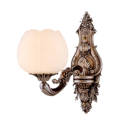 Vivolux | Frosted Glass Bloom Wandverlichting Vintage 1/2-hoofd Woonkamer Wandlamp Sconces met Gebogen Arm in Koffie