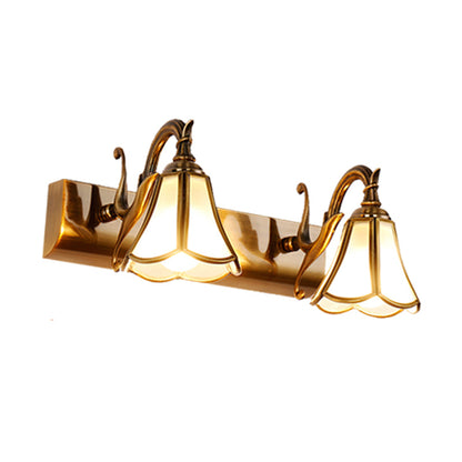 Vivolux | Blumen Badezimmer Spiegelbeleuchtung Rustikaler Stil Weiße Glas 2/3/4 Glühbirnen Gold Wandmontierte Lichtarmatur