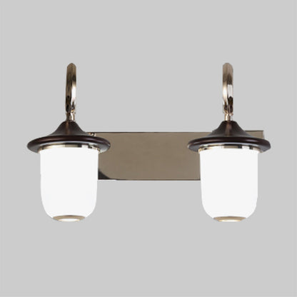 Vivolux | Klassische Zylinder Wandlampe 2/3 Leuchten Weißes Glas Vanity Spiegel Licht mit Scrollarm in Schwarz