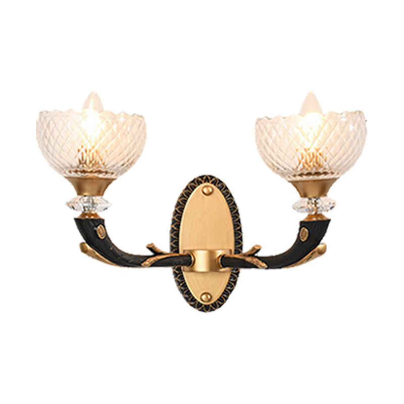 Vivolux | Klar Prismen-Glas Schalen Wandlicht Retro-Stil 1/2 Bulben Wohnzimmer Winkel Wandmontierte Lampe in Schwarz und Gold