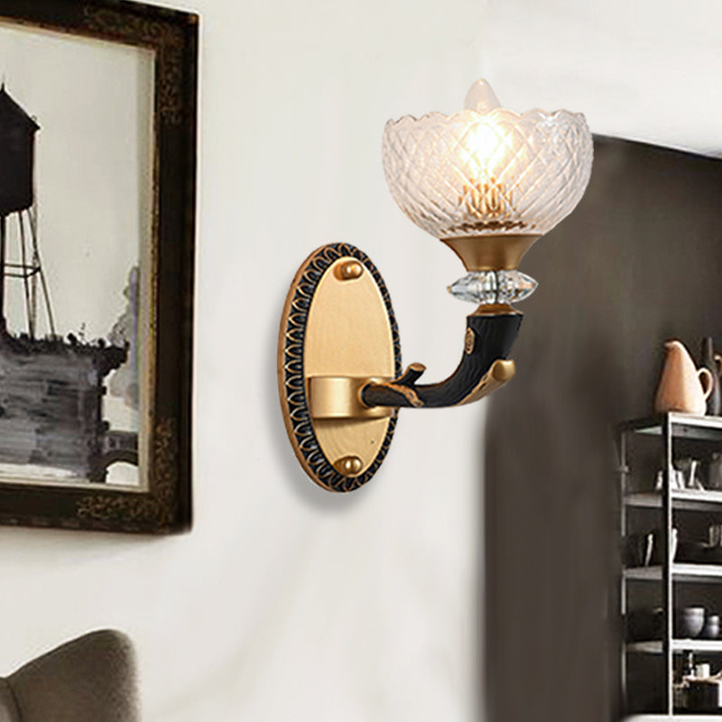 Vivolux | Klar Prismen-Glas Schalen Wandlicht Retro-Stil 1/2 Bulben Wohnzimmer Winkel Wandmontierte Lampe in Schwarz und Gold