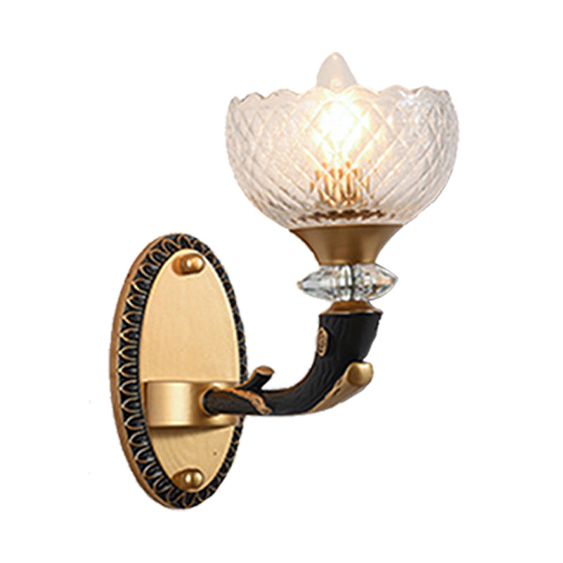 Vivolux | Klar Prismen-Glas Schalen Wandlicht Retro-Stil 1/2 Bulben Wohnzimmer Winkel Wandmontierte Lampe in Schwarz und Gold