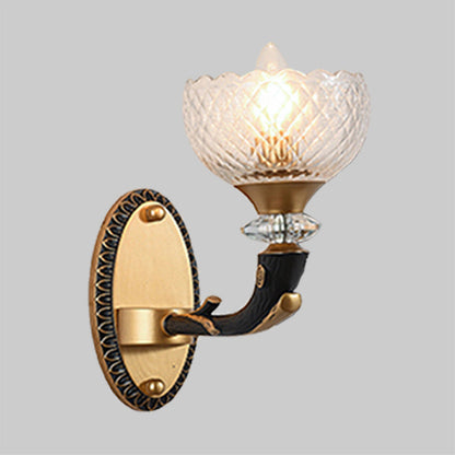 Vivolux | Klar Prismen-Glas Schalen Wandlicht Retro-Stil 1/2 Bulben Wohnzimmer Winkel Wandmontierte Lampe in Schwarz und Gold