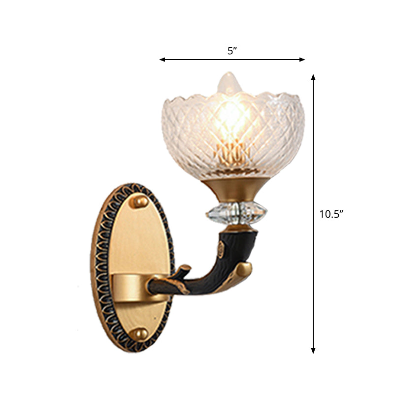 Vivolux | Klar Prismen-Glas Schalen Wandlicht Retro-Stil 1/2 Bulben Wohnzimmer Winkel Wandmontierte Lampe in Schwarz und Gold