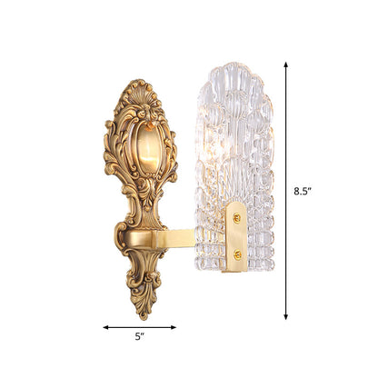 Vivolux | Verlängerte Nachttisch-Wandlampe Klassisches klares Gitterglas 1/2-Glühbirne Messing Wandbeleuchtung Fixture
