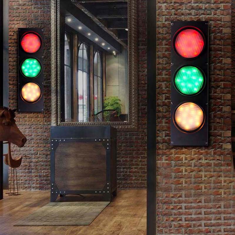 Vivolux | Creatieve verkeerslicht wandmontage licht 3 lichten industriële LED wandverlichting in zwart voor bar