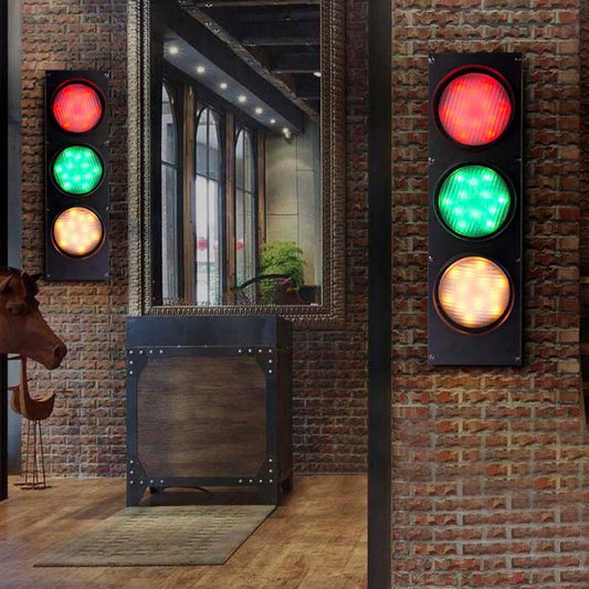Vivolux | Creatieve verkeerslicht wandmontage licht 3 lichten industriële LED wandverlichting in zwart voor bar