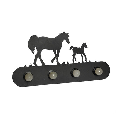 Vivolux | Lodge Open Bulb Wandlamp met Elkhert/Paard/Schaap/Berg/Windmolen/Boom Ontwerp 4 Gloeilampen Metalen Wandlamp in Zwart voor Binnen