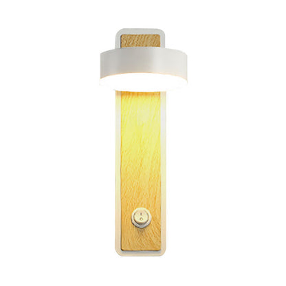 Vivolux | Draaibare 1 Licht Ronde LED Wandlamp Moderne Houten Zwart/Wit Naar Beneden Verlichting in Warm/Wit Licht