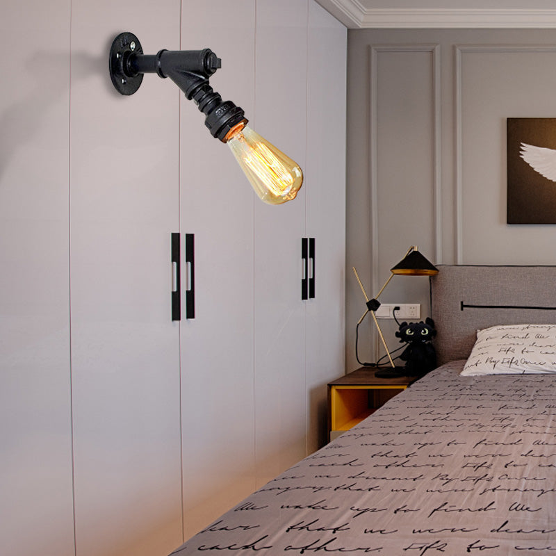 Vivolux | 1 Kopf Wand Licht Sconce Antik Stylisch Gepiped Metall Mini Sconce Beleuchtung Fixture in Rost/Schwarz für Restaurant