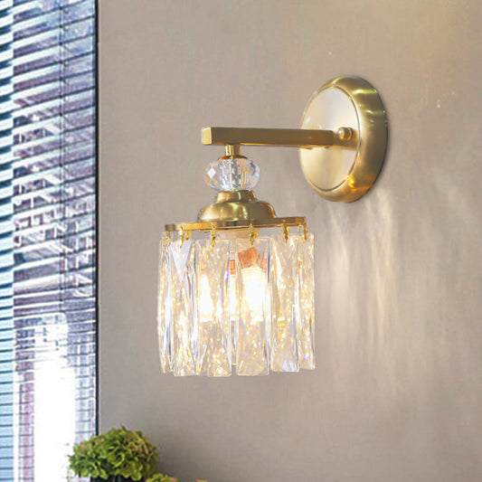 Vivolux | Zylinder Esszimmer Wandlicht Kit Post-Modern Klar Gehrter Schnitt Kristall 1 Kopf Gold Wandleuchte