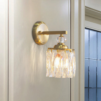 Vivolux | Zylinder Esszimmer Wandlicht Kit Post-Modern Klar Gehrter Schnitt Kristall 1 Kopf Gold Wandleuchte